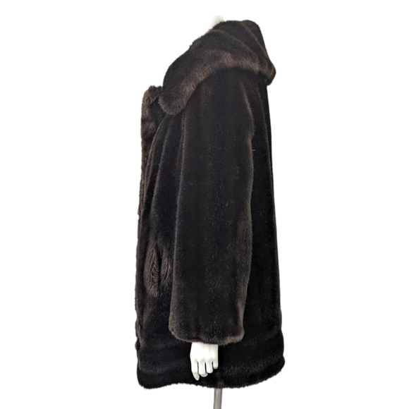 Vintage Faux Fur Mink Coat 70s 80s Country Pacer ILGWU Brown Made In USA - Picture 2 of 14